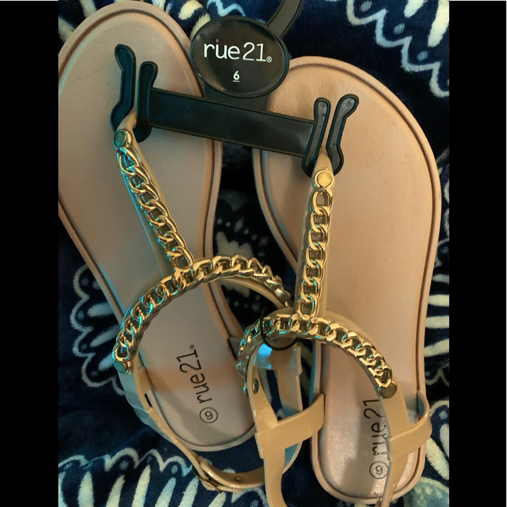 NWOT…Golden sandals, by rue 21